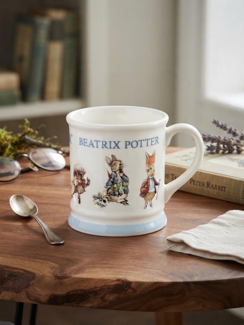 Vintage Beatrix Potter Rabbit Mug Cup White Ceramic